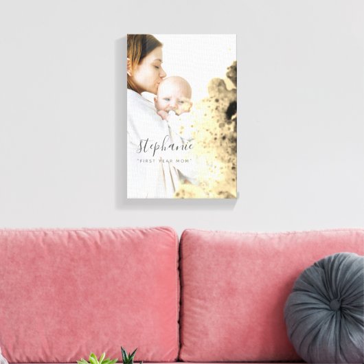 Aangepast eerste jaar maanfotogoud canvas afdruk (Insitu (Woonkamer))