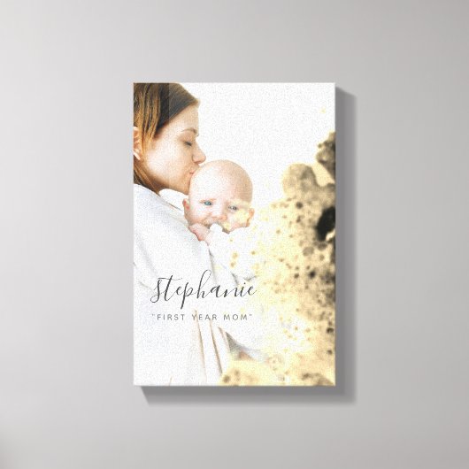 Aangepast eerste jaar maanfotogoud canvas afdruk (Voorkant)