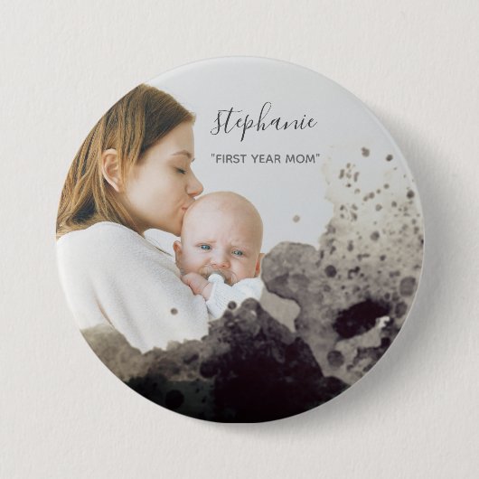 Aangepast eerste jaar mummousserende bedekking ronde button 7,6 cm (Voorkant)