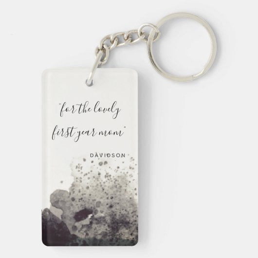 Aangepast eerste jaar mummousserende bedekking sleutelhanger (achterkant)