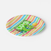 Aangepast eerste jaardag groen monster papieren bordje (Gekanteld)