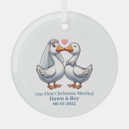 Aangepast eerste kerst getrouwd, persoonlijk cadea glas ornament