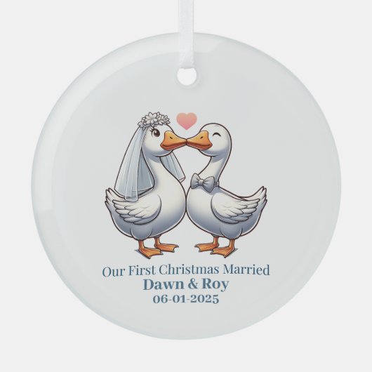 Aangepast eerste kerst getrouwd, persoonlijk cadea glas ornament (Voorkant)