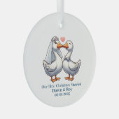 Aangepast eerste kerst getrouwd, persoonlijk cadea glas ornament (Voorkant Rechts)