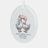 Aangepast eerste kerst getrouwd, persoonlijk cadea glas ornament (Voorkant links)