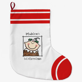 Aangepast, eerste kerstcadeautje Licht Huid-Baby Grote Kerstsok