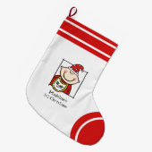 Aangepast, eerste kerstcadeautje Licht Huid-Baby Grote Kerstsok (Voorkant (Hangend))