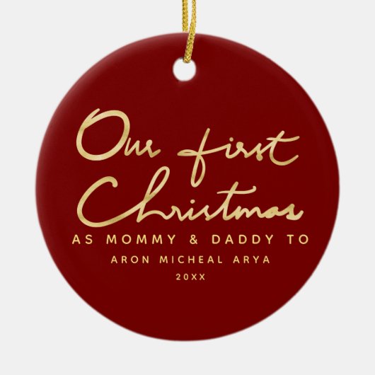 Aangepast eerste Kerstmis als mama en papa Keramisch Ornament (Voorkant)