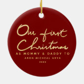 Aangepast eerste Kerstmis als mama en papa Keramisch Ornament (Achterkant)