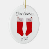 Aangepast eerste kerstOrnament Keramisch Ornament (Rechts)