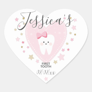 Aangepast eerste tienduizend babymeisje hart sticker