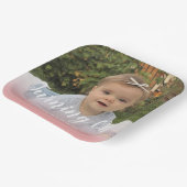 Aangepast eerste verjaardag Fotoroze Papieren Bordje (Gebogen)