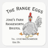 Aangepast eierdoosje label – Cute Chicken Design (Voorkant)
