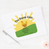 Aangepast eierdoosje label – Sunset Chicken ontwer (Envelop)