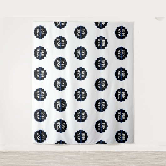 Aangepast eigen bedrijfslogo stap-voor-stap achter wandkleed (Voorkant)