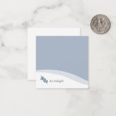 Aangepast elegant blauw lef notitiekaartje (Voorkant / Achterkant in situ)