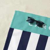 Aangepast elegant blauw, vette streep patroon voor strandlaken (In situ)