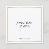 Aangepast elegant, eenvoudig design Gold, wit, mod Vierkante Visitekaartje (Voorkant)