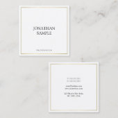 Aangepast elegant, eenvoudig design Gold, wit, mod Vierkante Visitekaartje (Voorkant / Achterkant)