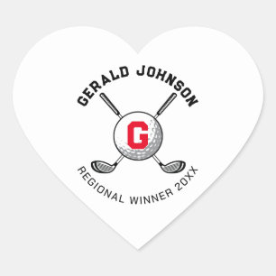 Aangepast Elegant Golf Monogram Design Hart Sticke Sticker