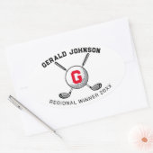 Aangepast Elegant Golf Monogram Ontwerp Ovale Sticker (Envelop)