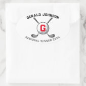 Aangepast Elegant Golf Monogram Ontwerp Ovale Sticker (Tas)