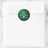 Aangepast Elegant Golf Monogram Ontwerp Ronde Sticker (Tas)