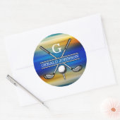Aangepast Elegant Golf Monogram Ontwerp Ronde Sticker (Envelop)