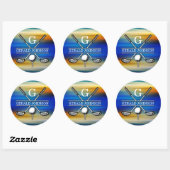 Aangepast Elegant Golf Monogram Ontwerp Ronde Sticker (Vel)