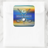 Aangepast Elegant Golf Monogram Ontwerp Vierkante Sticker (Tas)
