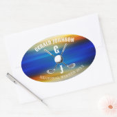 Aangepast Elegant Golf Monogram Ovale Sticker (Envelop)