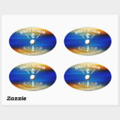 Aangepast Elegant Golf Monogram Ovale Sticker (Vel)