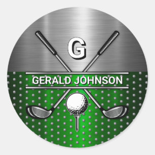 Aangepast Elegant Golf Monogram Ronde Sticker