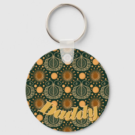 Aangepast Elegant Goud Boho Sierpatroon  Sleutelhanger (Voorkant)