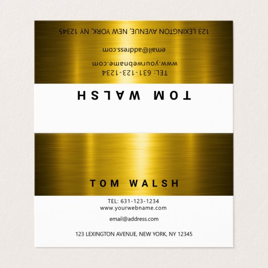 Aangepast elegant goud en wit ontwerp visitekaartje (Buitenkant ongevouwen)