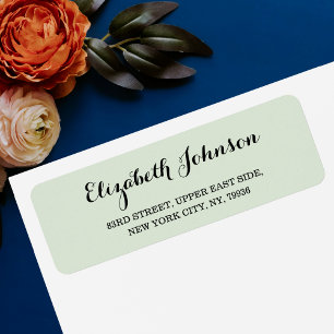 Aangepast Elegant Licht Sage Groen Retouradres Etiket