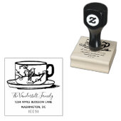 Aangepast Elegant Logo Teacup Family Retouradres Rubberstempel (Gestempeld)