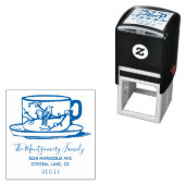 Aangepast Elegant Logo Teacup Family Retouradres Zelfinktende Stempel (In situ)