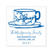 Aangepast Elegant Logo Teacup Family Retouradres Zelfinktende Stempel (Design)