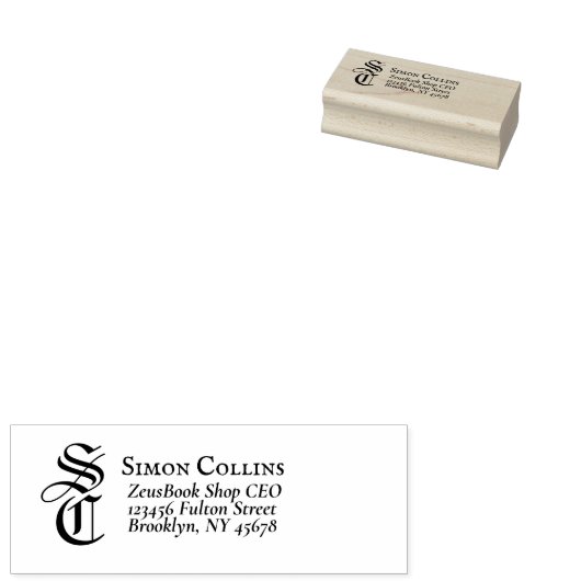 Aangepast Elegant Middeleeuws Monogram Retouradres Rubberstempel (Gestempeld)