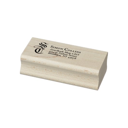 Aangepast Elegant Middeleeuws Monogram Retouradres Rubberstempel (Stempel)