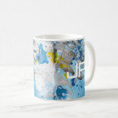 Aangepast elegant modern Abstract kunstblauw geel Koffiemok (Voorkant rechts)