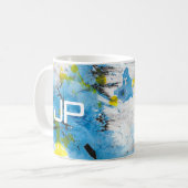 Aangepast elegant modern Abstract kunstblauw geel Koffiemok (Voorkant links)