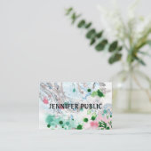 Aangepast elegant modern Roze Blauw Groen Abstract Visitekaartje (Staand voorkant)