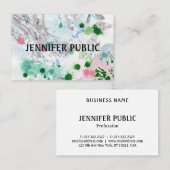 Aangepast elegant modern Roze Blauw Groen Abstract Visitekaartje (Voorkant / Achterkant)