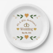 Aangepast Elegant Modern White Floral Wedding Papieren Bordje (Voorkant)