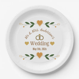 Aangepast Elegant Modern White Floral Wedding Papieren Bordje