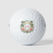 Aangepast Elegant Monogram Strand Kust Golf Thema Golfballen (Voorkant)