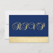 Aangepast Elegant Navy Blue RSVP Weddenschap (Voorkant)