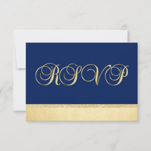 Aangepast Elegant Navy Blue RSVP Weddenschap (Voorkant)